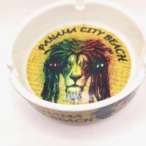 Panama City Beach Florida Ceramic Lion Ashtray 4 Inches